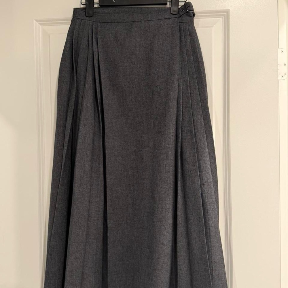 Dark Gray Pleated A-Line Skirt